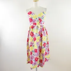リリーブラウン Lily Brown キャミワンピース ひざ丈 花柄 赤 黄 紫 白 F *T314