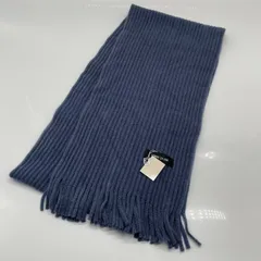 KO3451□コムサイズ　COMME CA ISM　マフラー　フリンジ　ニット　ブルーグレー系　未使用タグ付き