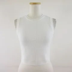 ザラ ZARA ニット セーター ノースリーブ クロップド丈 ショート丈 白 L *T327