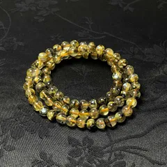 絶賛 EU製★太陽花タイチンルチル★黄金針水晶 金運 開運 ゴールド 3本巻きブレス パワーストーン 6.3-6.9mm ZB9543