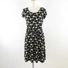 ジュドランジュ JUS D'ORANGE ワンピース ミニ 半袖 ドット 黒 ライトベージュ 3 *T307