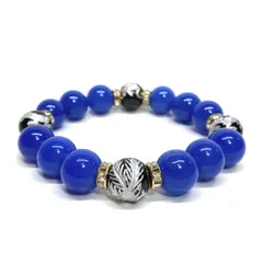 12mm 四神獣銀彫オニキス×青瑪瑙 パワーストーン ブレスレット天然石 運気上昇 開運  [l] 金運 健康運 お守り 青龍 白虎 玄武 朱雀 （ゴールド）メンズ・レディース　男性・女性　数珠ブレス　開運  [l]