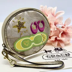 COACH コーチ　キャンバス　シグネチャー　小銭入れ　コインケース　ポーチ　サークル　丸型　小物入れ　ロゴプリント