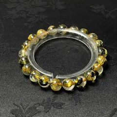 レア EU製★太陽花タイチンルチル★黄金針水晶 金運 開運 ゴールド ブレスレット パワーストーン 8.7-9.2mm ZB9550