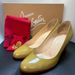 クリスチャンルブタン Christian Louboutin パンプス エナメル ヒール ラウンドトゥ 37.5 24.5cm ベージュ 箱付き 保存袋付き レディース pumps