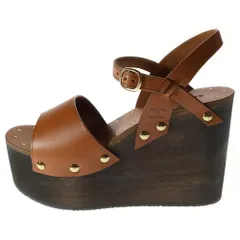 CELINE (セリーヌ) Les Bois Leather Wedge Sandal ウェッジソールサンダル ブラウン BF1119