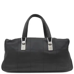 シャネル CHANEL ハンドバッグ チョコバー レザー ブラック シルバー金具 黒 ボストン  91*****【中古】