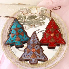 ツリーオーナメント （クリスマスツリー） ビーズ 刺繍 ハンドメイド クラシック クリスマスギフト アンティーク風 輸入雑貨 アンティーク クリスマス装飾 可愛い おしゃれ クラシカル ヨーロピアン