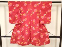レトロ 子供用 被布と着物セット 鞠と折り鶴柄 昭和 アンティーク 