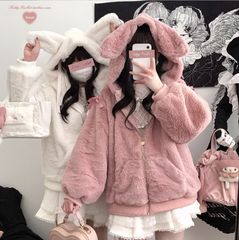 レア】ピンク ねこみみ でかリボン オーバーサイズ ジップアップ 