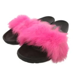 アグ オーストラリア UGG australia ROYALE ロイヤル スライドサンダル トスカーナファー 24cm ネオンピンク /UO