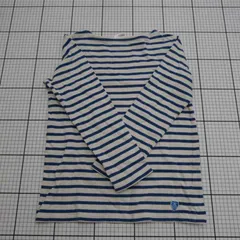 ◇ ⊂ サイズ 不明 ボーダー長袖Tシャツ ブルー系×オフホワイト系 Mサイズ程度 レディース E  【1508250036316】