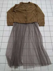◇ ワンピース サイズ バーバリース チュール切替カーディガンワンピース ブラウン系×グレー系 Fサイズ レディース E  【1508250037108】