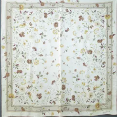 #ae マーガレット・ハウエル MargaretHowell スカーフ ベージュ系 マルチ 花柄 シルク 日本製 レディース [969552] k01