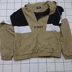 ◇ ⊇ GERRY ナイロンアノラックパーカー ベージュ系×ブラック系×ホワイト系 LL レディース メンズ E  【1508260018470】