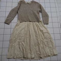 ◇ ⊇ l'atelier du savon ニット切替ワンピース ベージュ系×アイボリー系 Fサイズ レディース E  【1508260019194】のサムネイル