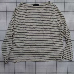 ◇ ⊂ nano・universe ボーダー長袖カットソー オフホワイト系×グレー系 F レディース E 1508260020992  【1508260020992】