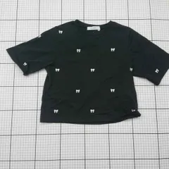◇ ⊂ AS KNOW AS plus リボン刺繍Tシャツ ブラック系 フリーサイズ レディース E  【1508260024877】