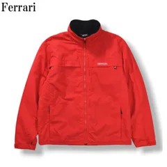 【入手困難】 00sヴィンテージ フェラーリ Ferrari フルジップアップ ナイロン レーシングジャケット 裏地フリース ウィンドブレーカー ブルゾン M レッド メンズ
