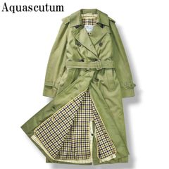 [입수 곤란] 70s80s 빈티지 영국 제 아쿠아 스큐텀 Aquascutum 클럽 체크 울 라이너 첨부 트렌치 코트 아쿠아 5 벨트 첨부 양충색 여성