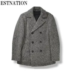 【上質】 エストネーション ESTNATION イタリア名門 ardites ニット Pコート 裏地キルティング ジャケット 起毛 ツイード アウター M メンズ