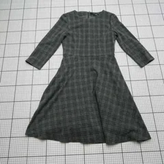 ◇ ⊇ UNIVERVAL MUSE ユニバーバル ミューズ チェック柄 長袖 ミニ丈 ワンピース サイズ表記なし グレー系 レディース E  【1508260045858】のサムネイル