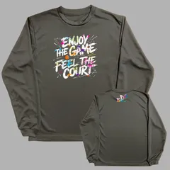 新品 バスケ ロンT ブラック ドライ 長袖 バスケットボール メンズ レディース キッズ ジュニア ミニバス ロングスリーブTシャツ サイズ 140 150 SS S M L LL 黒 enjoythegame