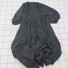 ◇ ⊂ ZARA ザラ シンプル系 半袖 ロング丈 ワンピース サイズM ブラック系 レディース E  【1509100027904】