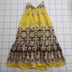 ◇ ⊂ Ray BEAMS レイビームス 花柄入り ノースリーブ 膝下丈 ワンピース サイズ表記なし イエロー系 レディース E  【1509190008999】