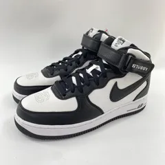 【中古】Stussy × NIKE Air Force 1 Mid Black and Light Bone スニーカー 26cm DJ7840-002 ブラック ホワイト ステューシー ナイキ[10]