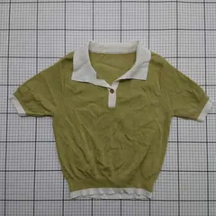 ◇ ⊂ continuer de NICE CLAUP シンプル 半袖 ニット サイズF グリーン系 レディース E  【1509190011234】