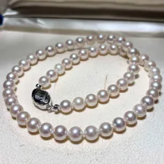 【テリ強】あこや真珠 パール ネックレス 約7mm-7.5mm シルバー金具 pearl jewelry necklace 32g 44.5cm アコヤ 本真珠