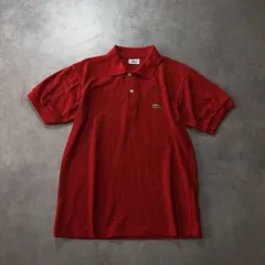 GQ2288◇LACOSTE : 80s フランス製 鹿の子 ポロシャツ◇赤◇３（S) ラコステ