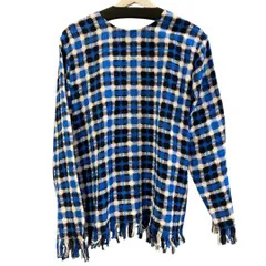 MSGM エムエスジイエム バックチェーンチェックトップス 2042MDM179 綿混 イタリア製 チェック柄 ブルー系 size40 レディース 秋 ゴーゴー古着久喜倉庫店 溝草2273