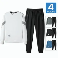 上下セットメンズセットアップスウェットパンツカットソーロングパンツトップスラウンドネックウエストゴムqcwqg0トレーナー長袖
