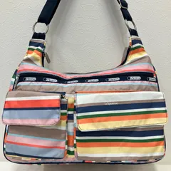 5399　  LeSportsac レスポートサック　　ショルダーバッグ　肩がけ　斜めがけ　紐調節可能　ボーダー　マルチカラー　ポケット