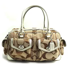 COACH コーチ シグネチャー ミニボストン ハンドバッグ ベージュ 6232 レディース 中古