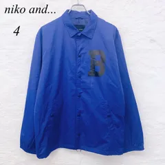 e5702 【ニコアンド】メンズ スタジャン風ジャンパー サイズ4 青むらさき系 カジュアル アウター ロゴ入り Bプリント