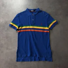 GQ2333◇POLO by RalphLauren : 90's-00's ポロシャツ◇M◇青系 ラルフローレン