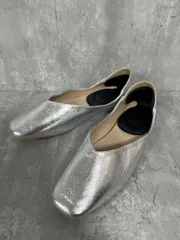 welleg 2ＷＡＹ スクエアトゥバブーシュ フラット パンプス size24.5～25.0ｃｍ/シルバー ■■ レディース