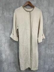 nano universe ナノユニバース ボイルドリネン ノーカラートレンチ コート size38/ベージュ ■■ レディース