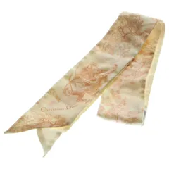 Christian Dior (クリスチャンディオール) ミッツァ シルクスカーフ ピンク×ホワイト