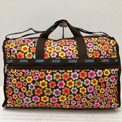 5544　LeSportsac レスポートサック　ラージウィークエンダー　 2way　ボストンバッグ　ハンドバッグ　トートバッグ　ショルダーバッグ　クロスボディ　肩がけ　斜めがけ　大容量　大きめ　旅行　トラベル　マザーズバッグ　茶　ブラウン　花　フラワー