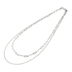 【シルバー×ワンサイズ】[Cream dot. クリームドット公式] ネックレス レディース   サージカルステンレス 金属アレルギー マグネットクラスプ 1秒着脱 ワンタッチ 簡単装着 つけっぱなし ステンレス ショート チェーン 2連 レイヤード風のサムネイル