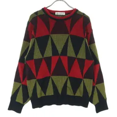 BONTON ボントン 日本製 総柄 長袖 ニット M レッド系 レディース 古着