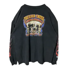 バイカー ハーレーダビッドソン 3XL ロンT ブラック メンズ 古着 長袖