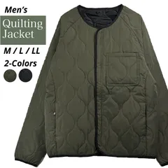 キルティングコート 中綿ジャケット ブルゾン メンズ 秋冬 ジャンパー ライトアウター 男女兼用 ユニセックス 中綿入り 全2色 M L LLサイズ ブラック 黒 カーキ MSE4155