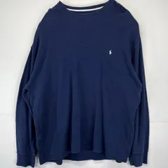 古着 ポロ・ラルフローレン POLO RALPH LAUREN 長袖Tシャツ サーマル ワンポイント クルーネック XXXXL  ネイビー メンズ