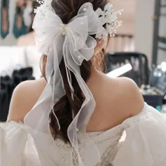 ヘアアクセサリー ヘアピン まとめ髪 リボン ピンク パール レース 大きな シンプル 上品 可愛い かわいい 大人向け 花嫁 ウェディング ブライダル 舞踏会 パーティー イベント 鑑賞会 ドレスアップ  M1028-LTSA-1