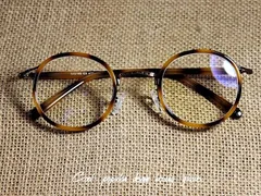 メガネ ヴィンテージ レトロ クラシック べっ甲 丸メガネ 本格派 伊達眼鏡 TR90 金属 サングラス 茶 高級仕上げ M1028-HU1B-1